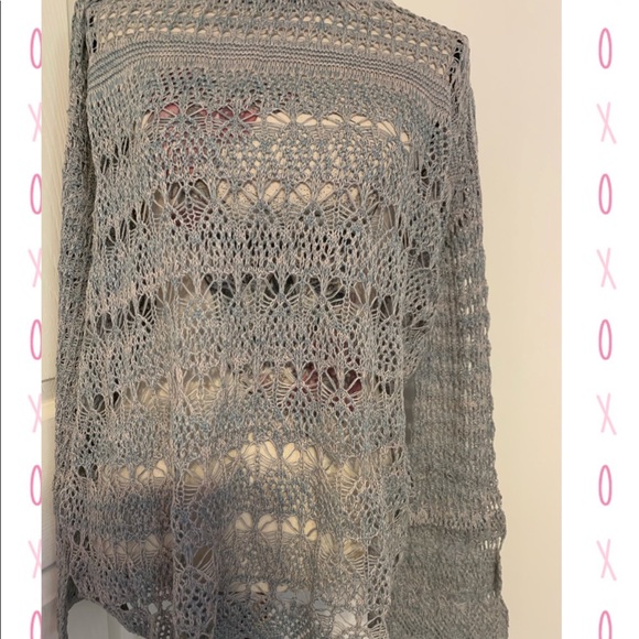 SAGE CROCHET KNIT INTRICATE DESIGN SWEATER TOP - Picture 3 of 7